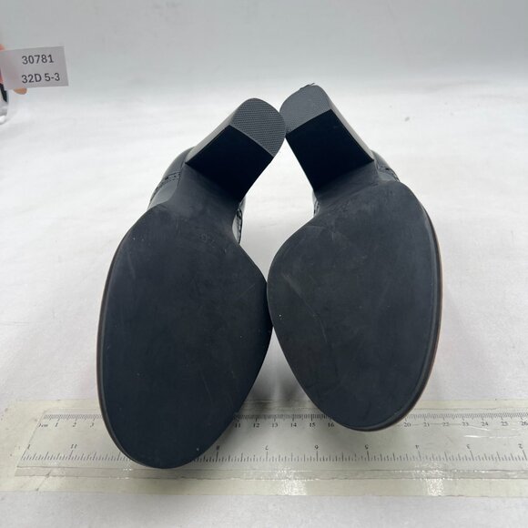 YDN Black/Red Chunky High Heels Round Toe Oxford Loafer Dress Shoe - Picture 7 of 8